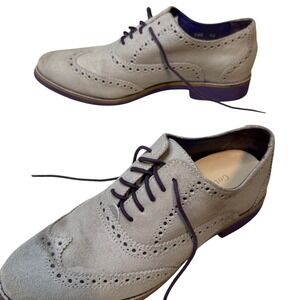 Cole‎ Haan Oxford Shoe Women's 6.5 Silver Violet Suede Leather Wingtip Brogue